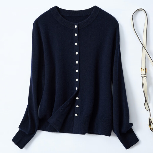 Jinju 100% pure wool cardigan women's autumn and winter new versatile sweater jacket simple high-end niche knitted bottoming shirt