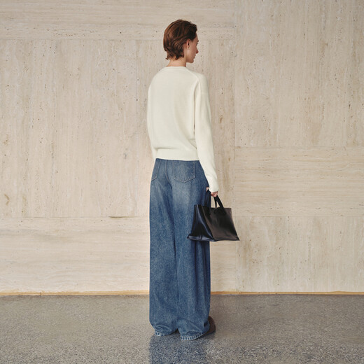 Mai Meng 100% cashmere cable series MM loose lazy wool sweater sweater top 25 autumn and winter new round neck - raw velvet white 5GA934231 M