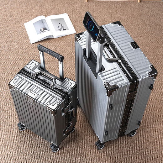Trolley -Koffer Aluminium Rahmen 20 Boarding 22 große Kapazität 24 Starke dauerhafte 26 eingedickte 28 Schüler 30 Reisebereich Klassische Black 22 Zoll