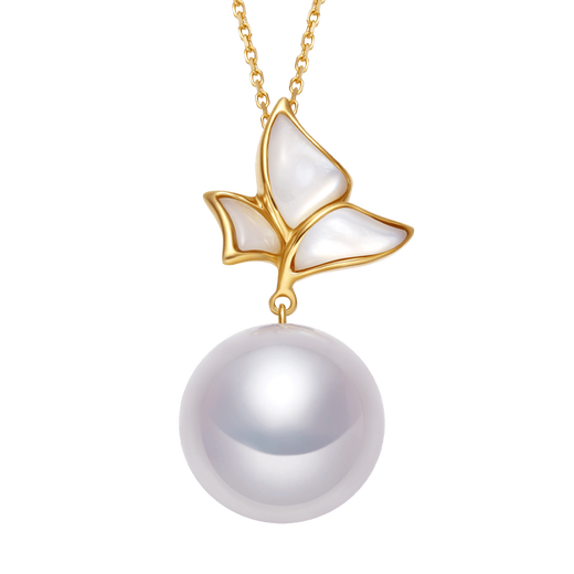 Ruan S's aura and grace 18k gold mother-of-pearl inlaid with nucleated freshwater pearl single pendant for women 18K gold-gold_white freshwater nucleated pearl 11-12mm