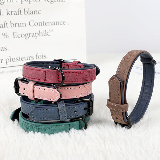 Dog collar leather collar leash dog walking collar adjustable size decorative collar dog pet supplies gray 1.5cm