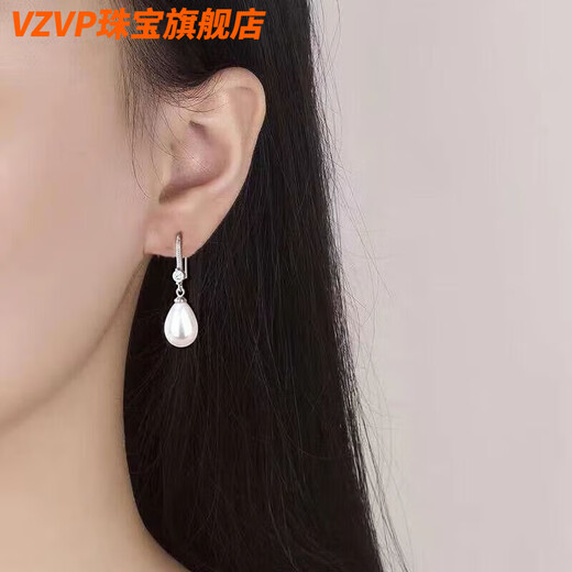 VZVP Old Phoenix 2025 sterling silver 9999 pure silver new style earrings women's style temperament pearl ear hooks anti-hypersensitive white water drops silver ear hook pearls the same style as Fat Donglai