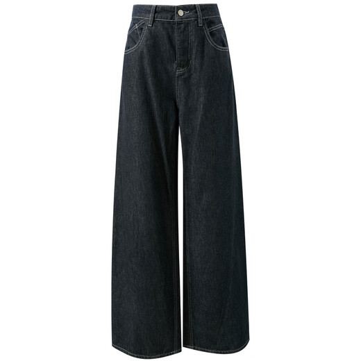 Sancai 2025 winter new style retro washed brushed jeans straight pants trousers for women