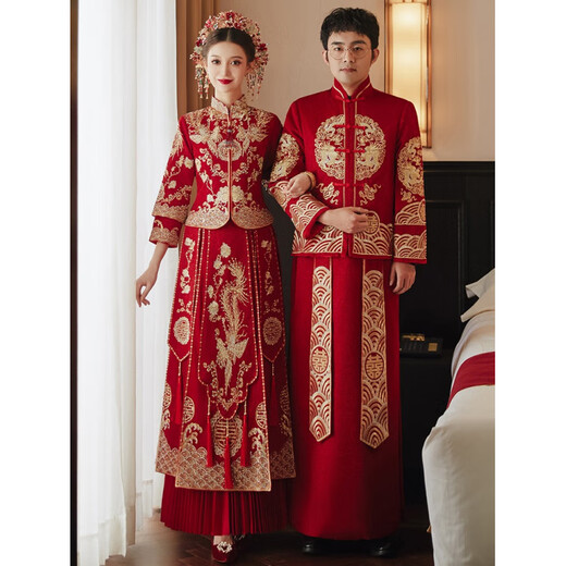 Grosfairy XiUhe Tragen 2025 Neues Braut Hochzeitskleid Kleider Chinesisches Hochzeitskleid Dragon Phoenix Kleid Toast Kleidung Show und Set fenglaiyi Diamondless s