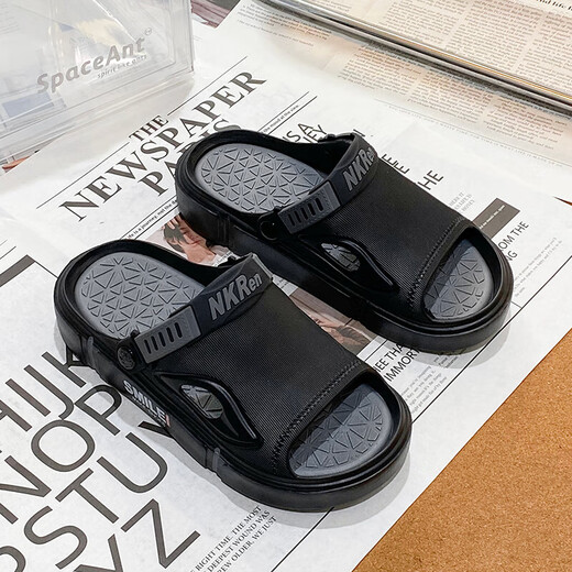 Hausschuhe Herren Sommer tragen Anti-Rutsch-Anti-Odor-Sportsandalen für Männer mit Dual-Purple-Strand Sandalen Männer schwarz grau 42