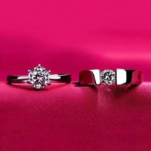 Genuine PT950 platinum ring for women, fashion and personality, moissanite couple's ring, platinum proposal diamond ring for men and women, 2.9g, simple women's ring, 0.5 carat (opening can be adjusted)