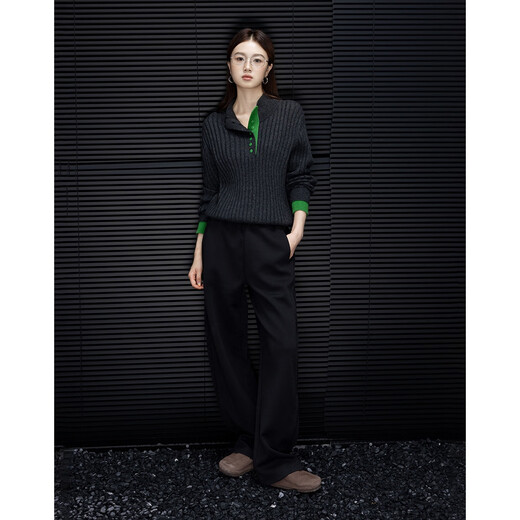 Demana Cloud Breathing Sheep Wool Winter Temperament Stand Collar Half Cardigan Color Block Sweater Soft Stretch Tibetan Meat Knitted Sweater Top