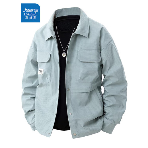 Jeanswest fat American lapel work jacket men's spring and autumn plus fat enlarged loose casual slim fat guy plus velvet jacket black regular 4XL recommended 190-210Jin Jin equals 0.5 kg