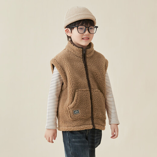 Duojia double-sided Icelandic velvet boys' vest autumn and winter children's contrast-edged plush vest medium-sized children's warm jacket