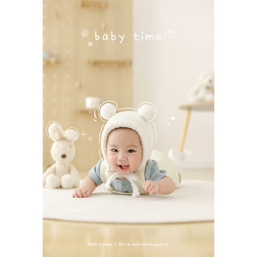 Sailotou children's photography clothing props bear documentary style theme baby's 100-day photo one-year-old photo clothing layout LKZ01 inner wear + overalls + socks 66 size