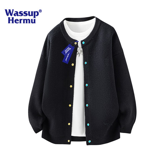 WASSUP HERMU Official Sweater Men's Autumn and Winter Korean Style Lazy Style Casual Cardigan Jacket Business Youth Commuting Sweater Gray XL (Recommended 120-150 Jin Jin equals 0.5 kg)