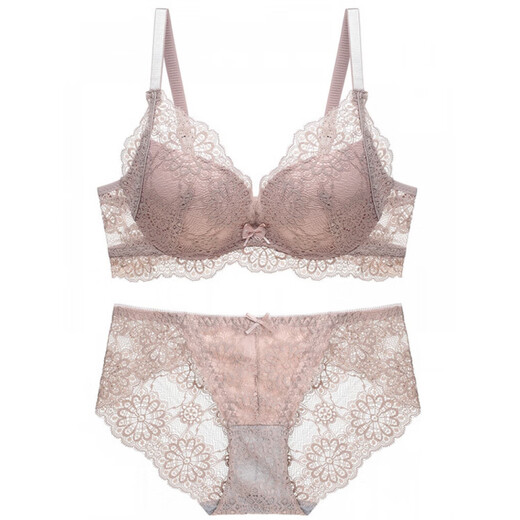 Modal style new bra set without rims, small breasts gathered, summer thin breathable sexy lace underwear, black set 80B 36B