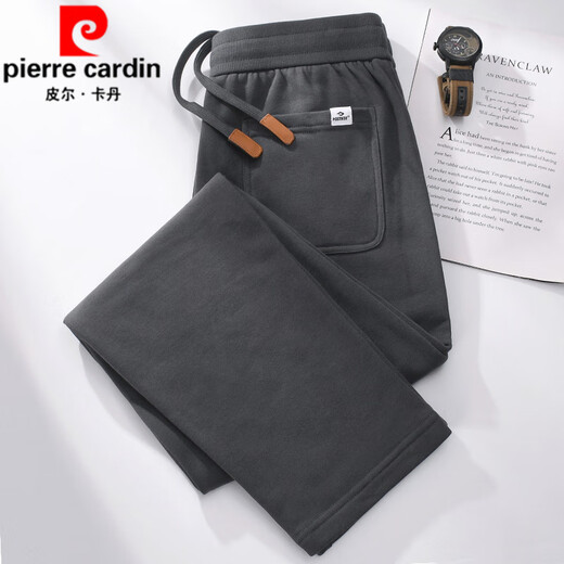 Pierre Cardin dark gray spring and autumn casual pants for men 2025 autumn men's pants elastic waist loose sports sweatpants men's straight pants dark gray M suitable for 100-125Jin Jin equals 0.5 kg