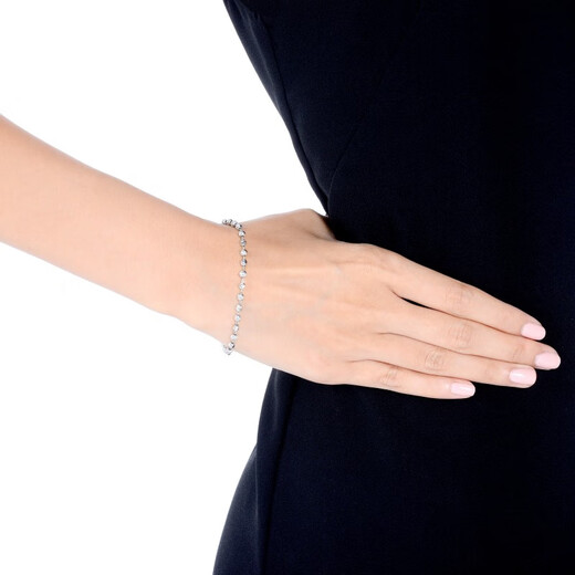 Chow Sang Sang Pt950 platinum car bead white gold bracelet for women 77314B priced 18 cm 5.9 g