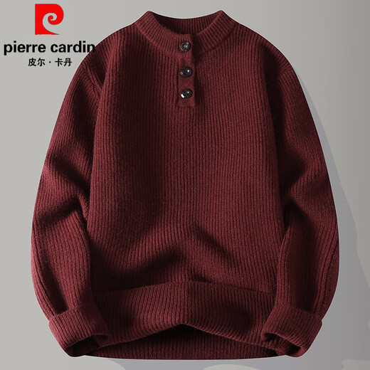 Pierre Cardin Henry collar sweater men's solid color casual bottoming sweater sweater autumn and winter new round neck sweater 9683 beige M 90-110Jin Jin equals 0.5 kg