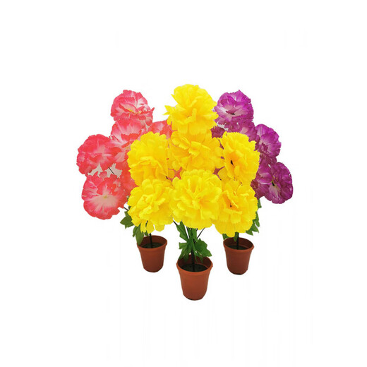 Penusen Tomb-Sweeping Day simulated chrysanthemum bouquet for grave-going plastic silk flowers for funeral supplies cemetery tomb-sweeping flowers and fake flowers 5 crystal chrysanthemums sunset 1