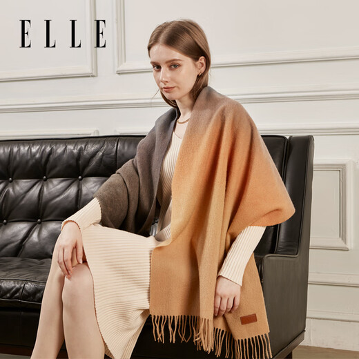 ELLE 100% sheep wool scarf women's winter warm fashion gift box large size shawl scarf