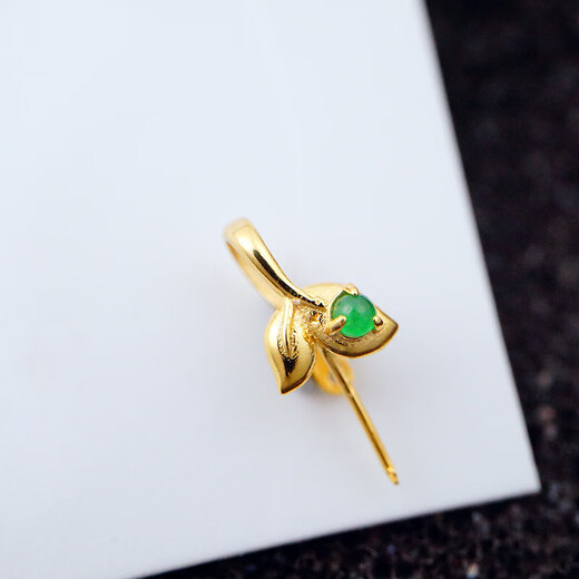 Keshan pure 18k gold buckle jade top bead pendant clip buckle does not fade bean leaves universal au750 K1K yellow (small buckle)