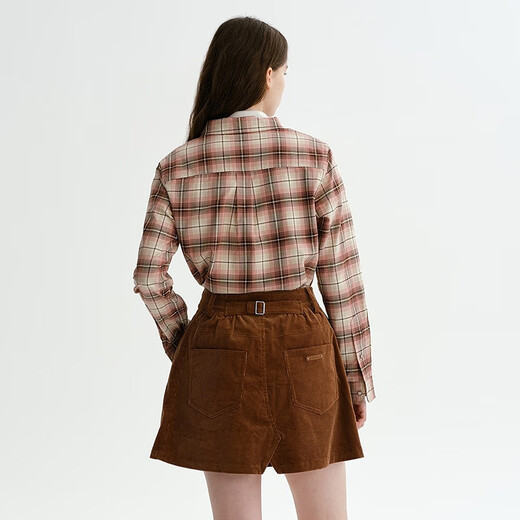 Teenie Weenie Bear Women's 25th Autumn New Retro Loose College Style Relaxed Natural Plaid Shirt Pink XS