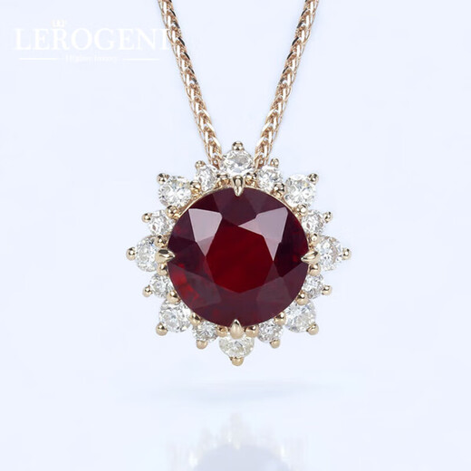 Lirokini Necklace for Women Ruby Round Sunflower Diamond Pendant High-end Jewelry Valentine's Day Birthday Gift Sunflower Ruby Necklace Brand Gift Box