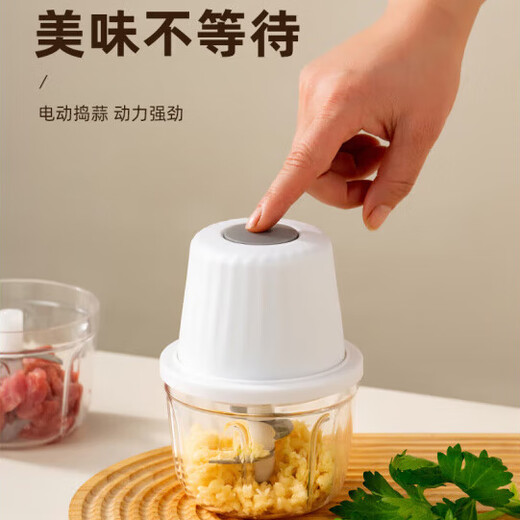 QCSK German electric garlic machine garlic pounder meat grinder household fully automatic multi-functional small baby food supplement cooking machine garlic machine-3-blade knife 250ml