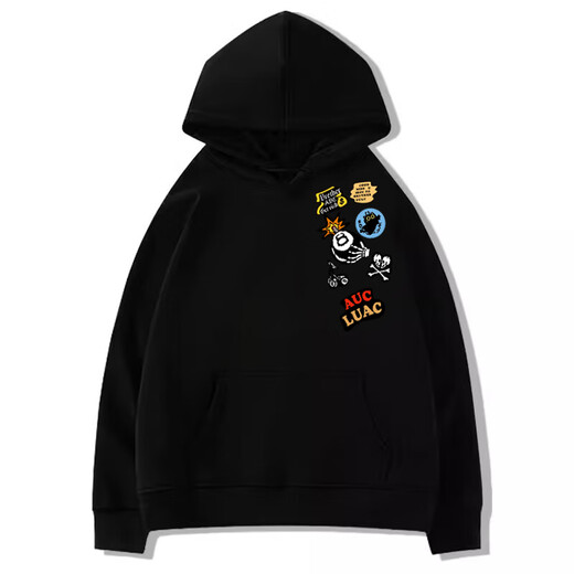 灿图美式潮牌印花重磅连帽衫卫衣男秋冬季加绒潮流情侣外套休闲上衣服 白灰色【常规款】 L