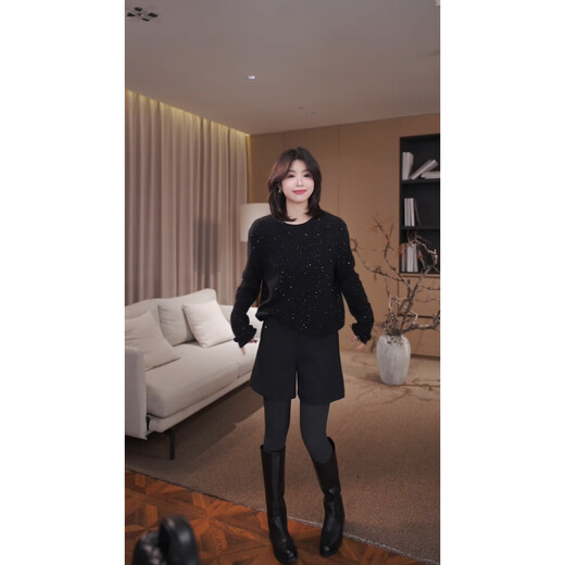 GZQJ Slow Life Sheep Wool Wool Shorts Women's 2025 Latest Autumn and Winter Women's Clothing 01313 Gray 38 Recommendation 105-115Jin Jin equals 0.5 kg