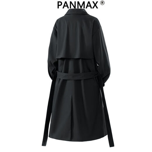 PANMAX中长款男风衣工装宽松潮牌2025新款青少年男生夹克外套防风 黑色 M   建议 115-135斤