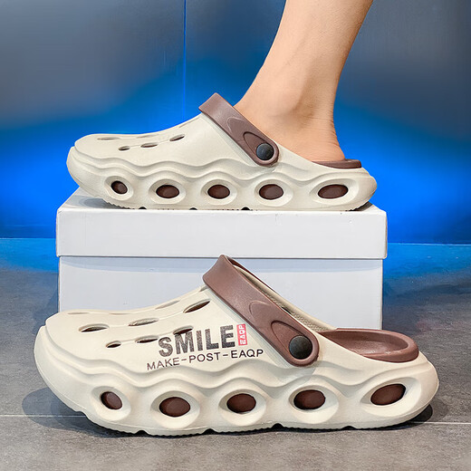 Обувь из кокосовой крокодиловой кожи, мужская летняя верхняя одежда, противоскользящая обувь на толстой подошве, полутапочки Baotou, пляжные сандалии большого размера для вождения, 9916, хаки 42