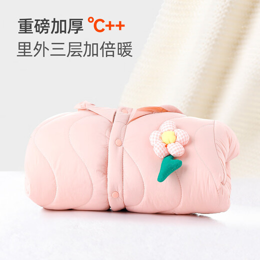 Yishuanger baby vest autumn and winter children's warm quilted winter jacket boys and girls plus velvet waistcoat baby vest pink 90