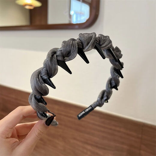 Garenbei small fragrant style mesh hair hoop for girls, non-slip, toothed, high top, versatile pressure hair ring, hairpin, headband, hair accessory for women, small fragrant style hair hoop, black 1 piece