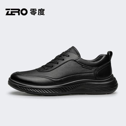 Zero Men's Shoes Autumn New Business Commuting British Casual Leather Shoes Versatile Soft Sole Sports Shoes Black 40