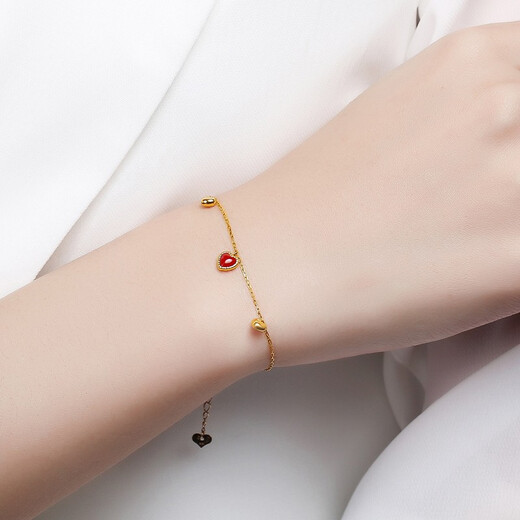 Meluxe 18K gold coral bracelet for women adjustable extension chain gold weight about 0.81g