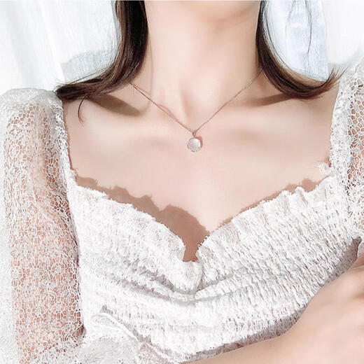 MZMZ platinum necklace for women pt950 platinum clavicle chain new accessories Valentine's Day birthday gift for girlfriend and wife local warehouse/next day delivery - light luxury chalcedony necklace for women