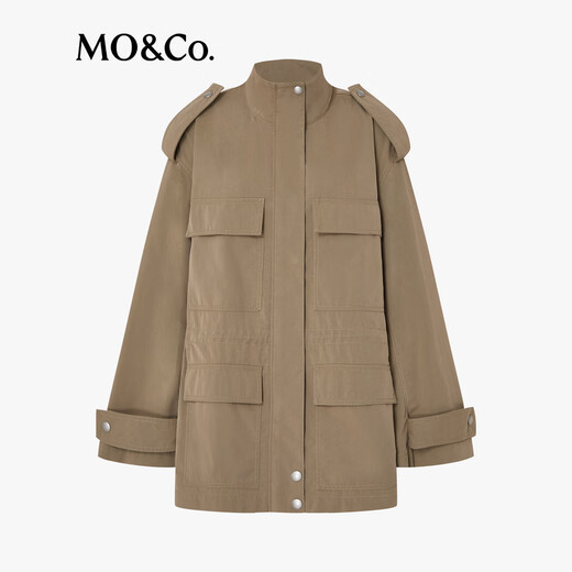 
MO/Co. Jacket 2025 Autumn New Product OVERSIZE Working Pocket Drawstring Waist Hunting Jacket MBE3COT011 Toffee Color M /165