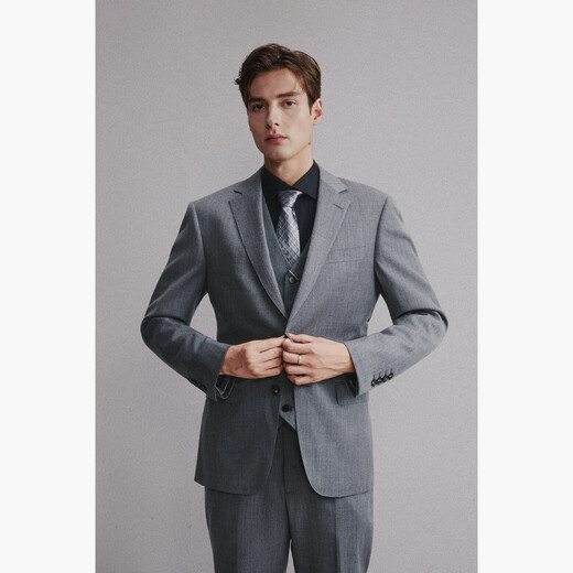 HECHTER suit men's 100% wool suit spring and autumn business formal wear comfortable and easy to care for men gray (trousers) 50