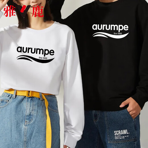 Yalu new couple's sweatshirt autumn and winter clothes for men and women in the same style casual loose printed long-sleeved T-shirt H23 black XL (recommended 125-140Jin Jin equals 0.5 kg)