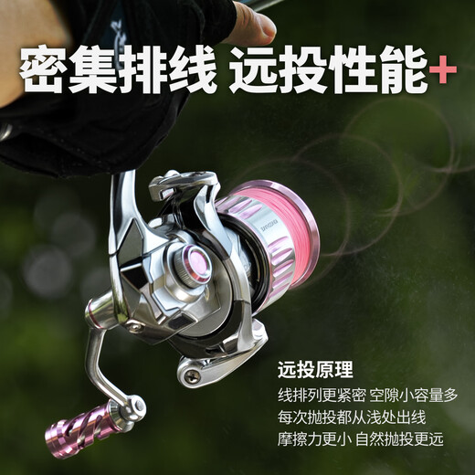 Chi-Blade Pink Viper's standard close-packed 18-lane spinning wheel, Viper's first and second generation carbon fiber micro-object shallow line cup fishing reel, Luya Fishing Reel Standard close-packed 18-lane C2500s (pink wheel bag included)