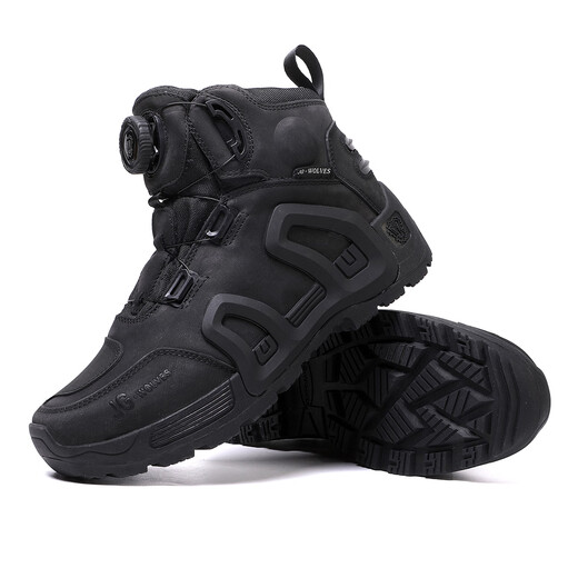 Nine-gulang rattlesnake head layer cowhide motorcycle shoes waterproof and windproof motorcycle riding shoes motorcycle road riding equipment couple black 40