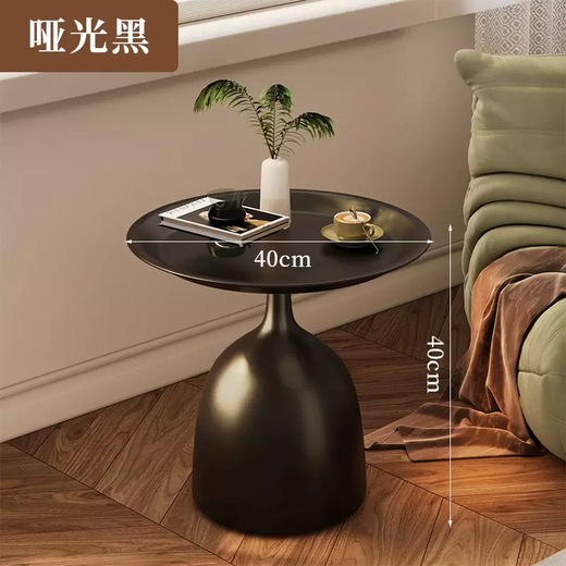 Yusenyi American Retro Living Room Side Table Sofa Side Cabinet Light Luxury Small Coffee Table Creative Bedside Table Small Apartment Corner Table Small Round Table Matte Black (Diameter 40 Height 40) Low Table