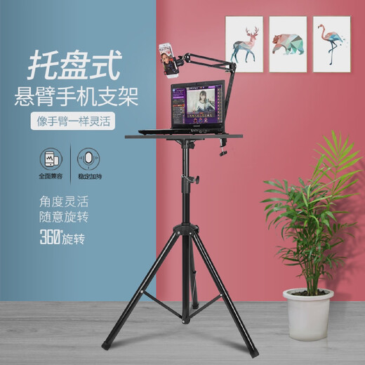 Duobolai mobile phone live broadcast bracket with fill light tray type liftable clip fast hand tray + mobile phone cantilever bracket