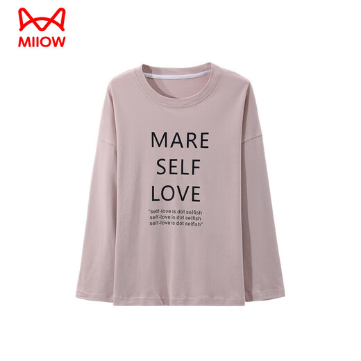 Pajamas pour les femmes portant à la maison pour chat man (miiow) top coton pur coton pur et automne à manches longues de grande taille mm200jin [Jin équivaut à 0,5 kg] chemise de base lâche t à manches à manches longues 9734 # bleu L [90-110jin [Jin est égal à 0,5 kg]]]
