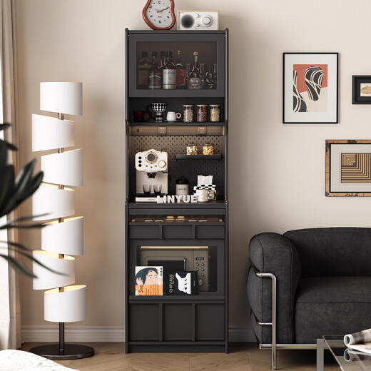 Anniydon ANNIYDON sideboard with wall integrated household sofa living room tea cabinet multi-functional hole board storage coffee cabinet [Dai Black] 0.6m sideboard 60*40*190cm light delivery + hole board 12185