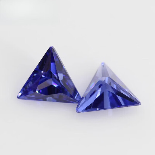 Quan Yin quality tanzanite sapphire loose stone straight triangular zirconium raw stone ring face 5A artificial gemstone ring jewelry 9*9mm