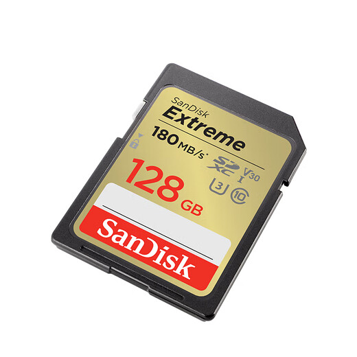 SanDisk 128GB SD memory card 4K V30 U3 C10 camera memory card reading speed 180MB/s writing speed 90MB/s high-speed continuous shooting mirrorless/SLR camera