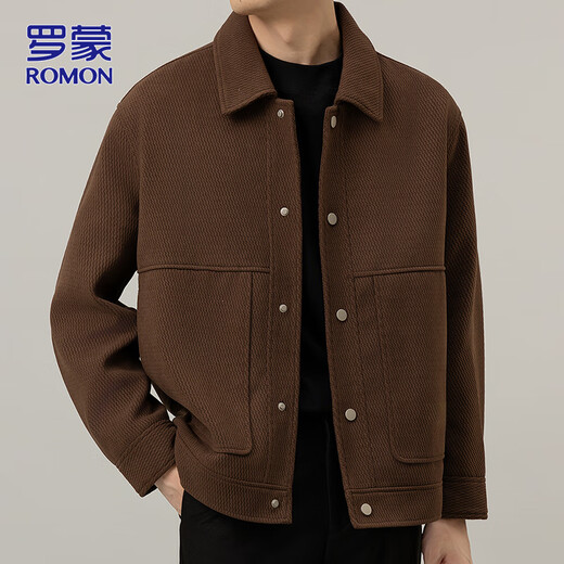 ROMON Jacket Men's Autumn and Winter Trendy Casual Loose Lapel Jacket Men's Versatile Clothes Men's Brown XL