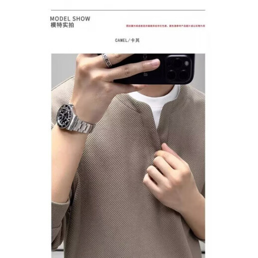 American deconstructed polo henley collar sweatshirt for men in autumn with a design sense of right shoulder loose hooded long-sleeved T-shirt base layer black M