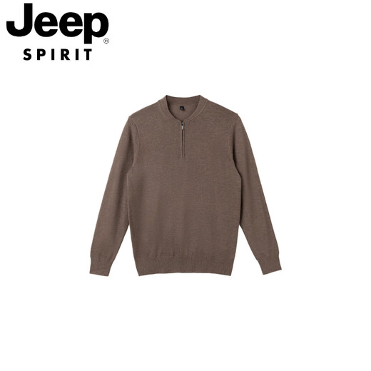 JEEP SPIRIT men's half-zip Henry collar sweater cardigan blended long-sleeved knitted sweater casual business autumn and winter new style off-white M