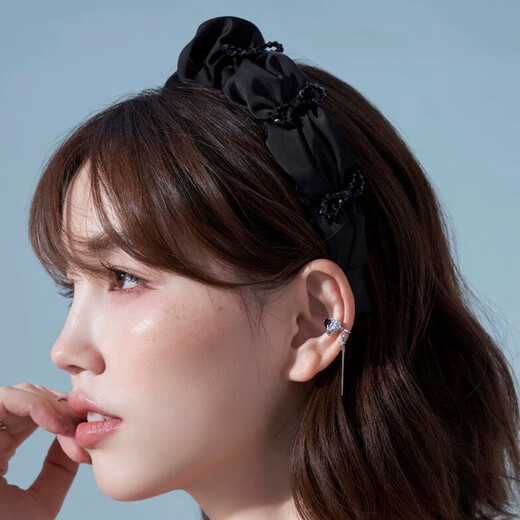 Li Qing black wide-brimmed pleated bow headband, high-end headband, high cranium crushing hairpin, hair accessories, hair accessories, hair bundles