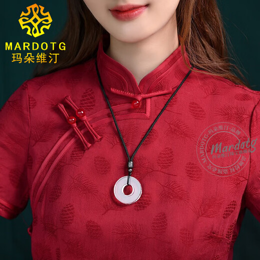 MARDOTG white crystal safety buckle pendant for men and women's birth year amulet necklace pendant 35mm full body